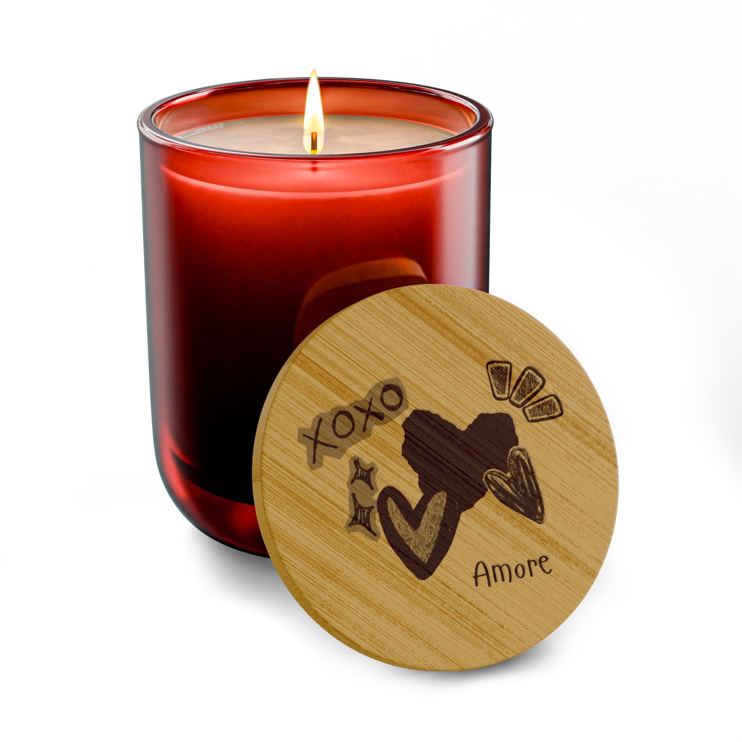 Amore 14oz Scented Soy Candle with Engraved Bamboo Lid