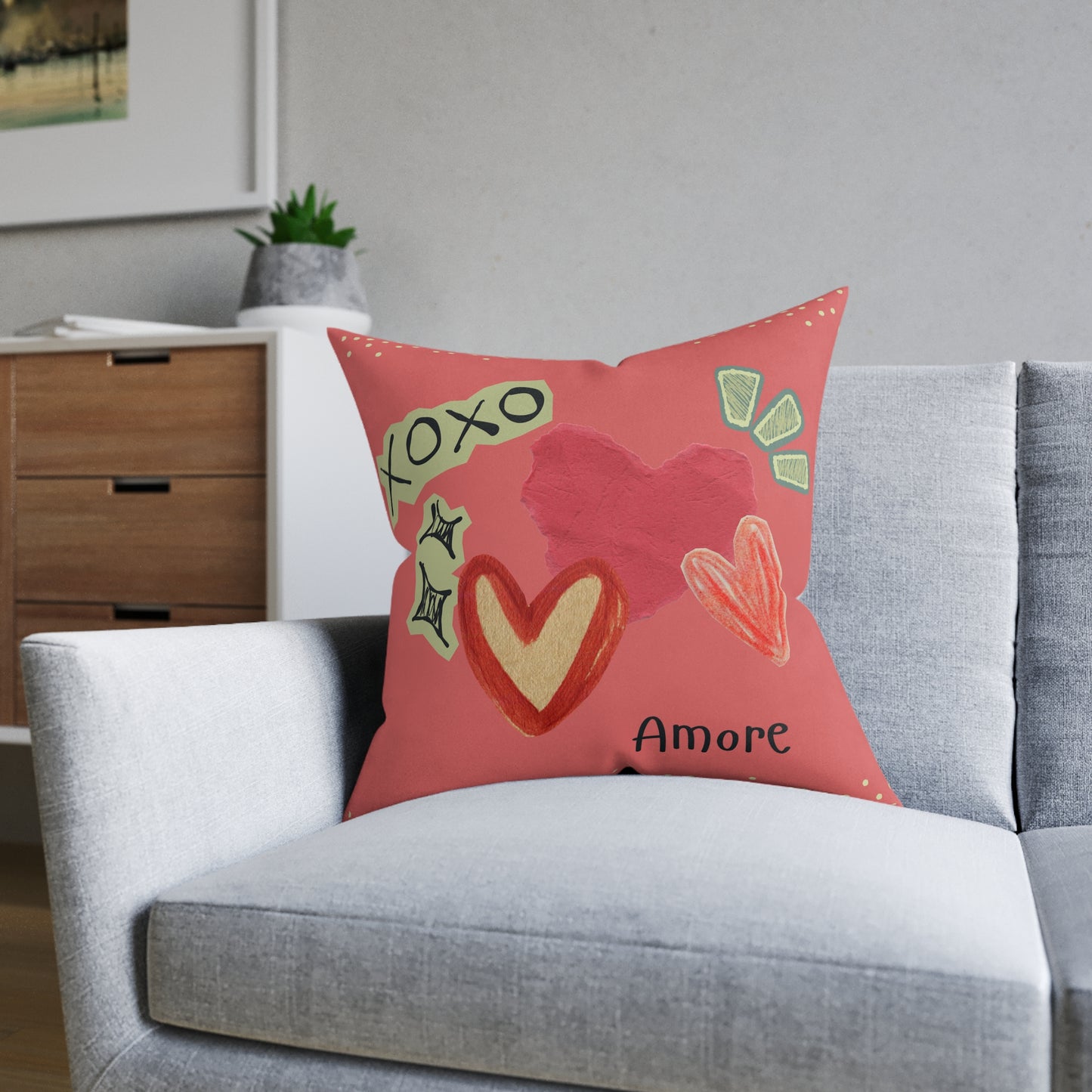 Amore XOXO Square Pillow - Pink Back