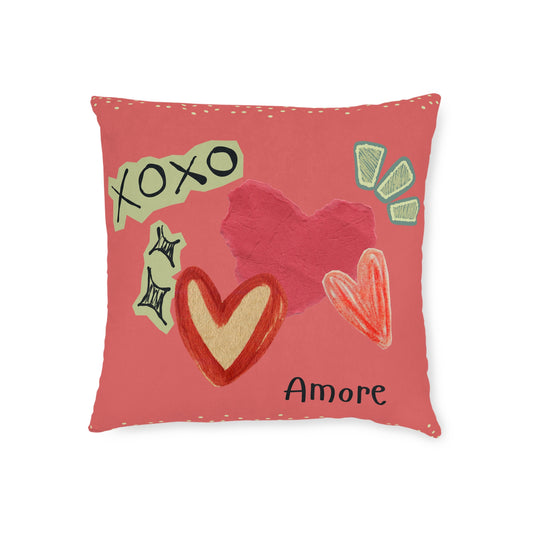 Amore Square Pillow - Pink Back