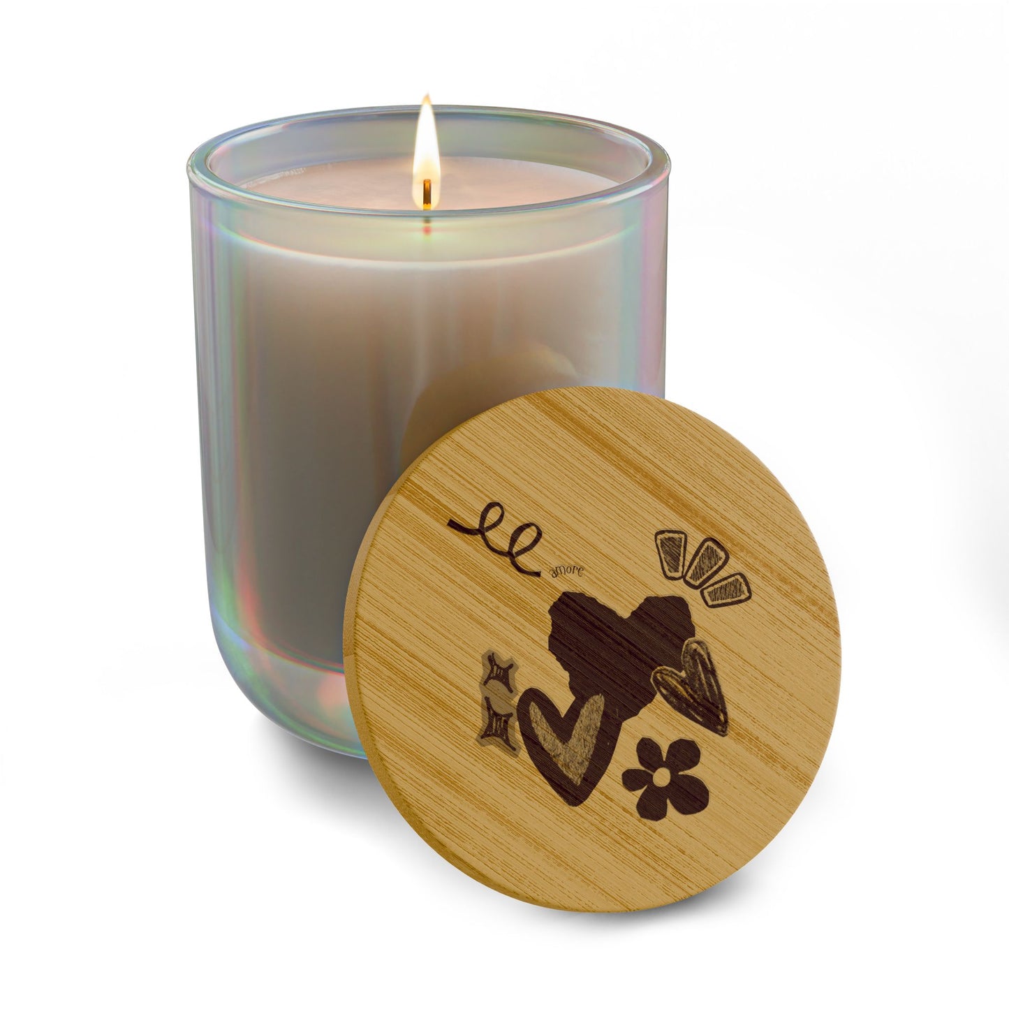 Amore 14oz Scented Soy Candle with Engraved Bamboo Lid