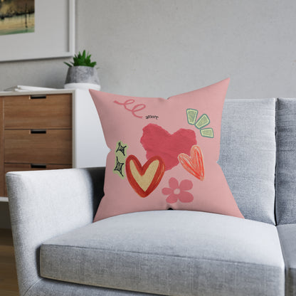 Amore Square Pillow - Pink Back