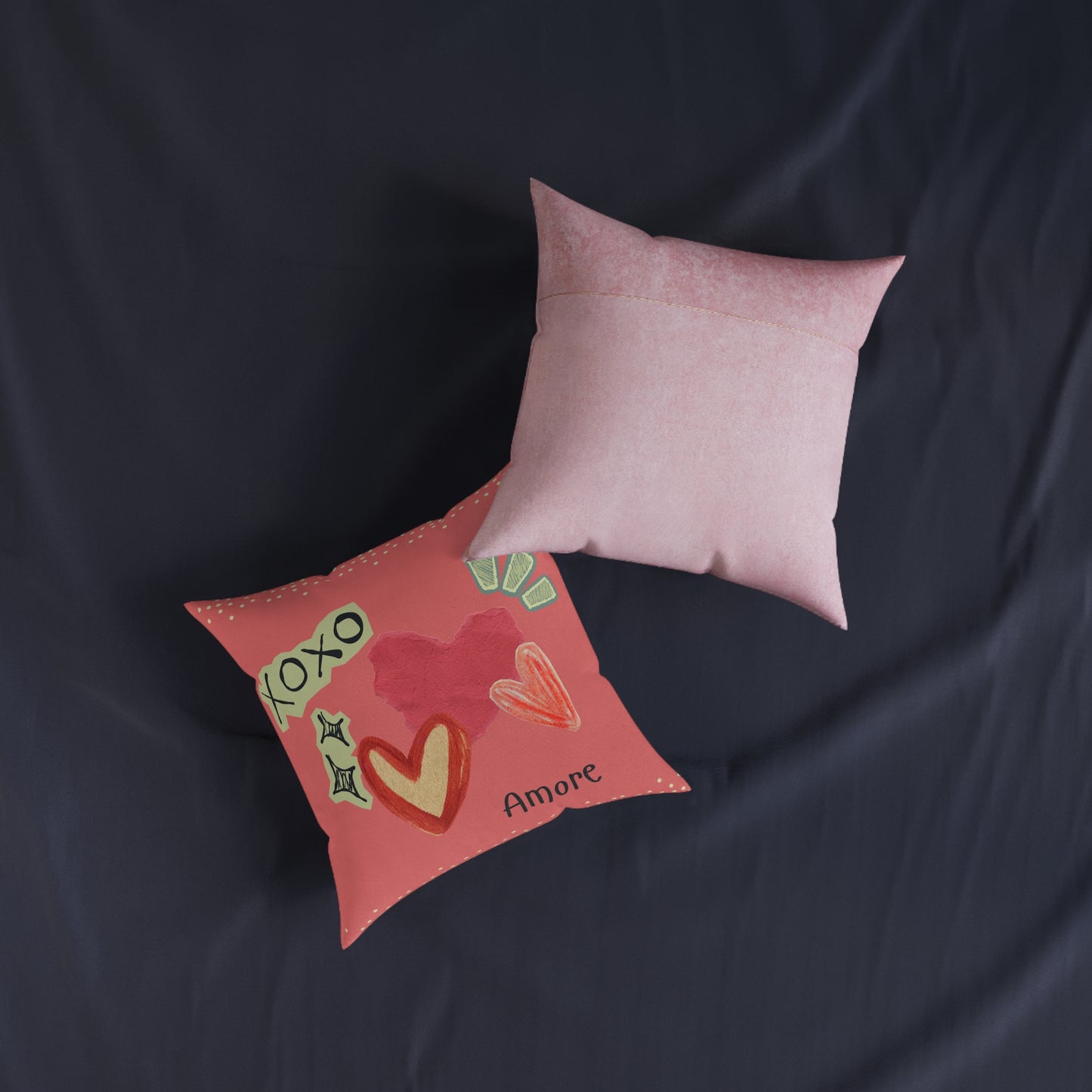 Amore XOXO Square Pillow - Pink Back