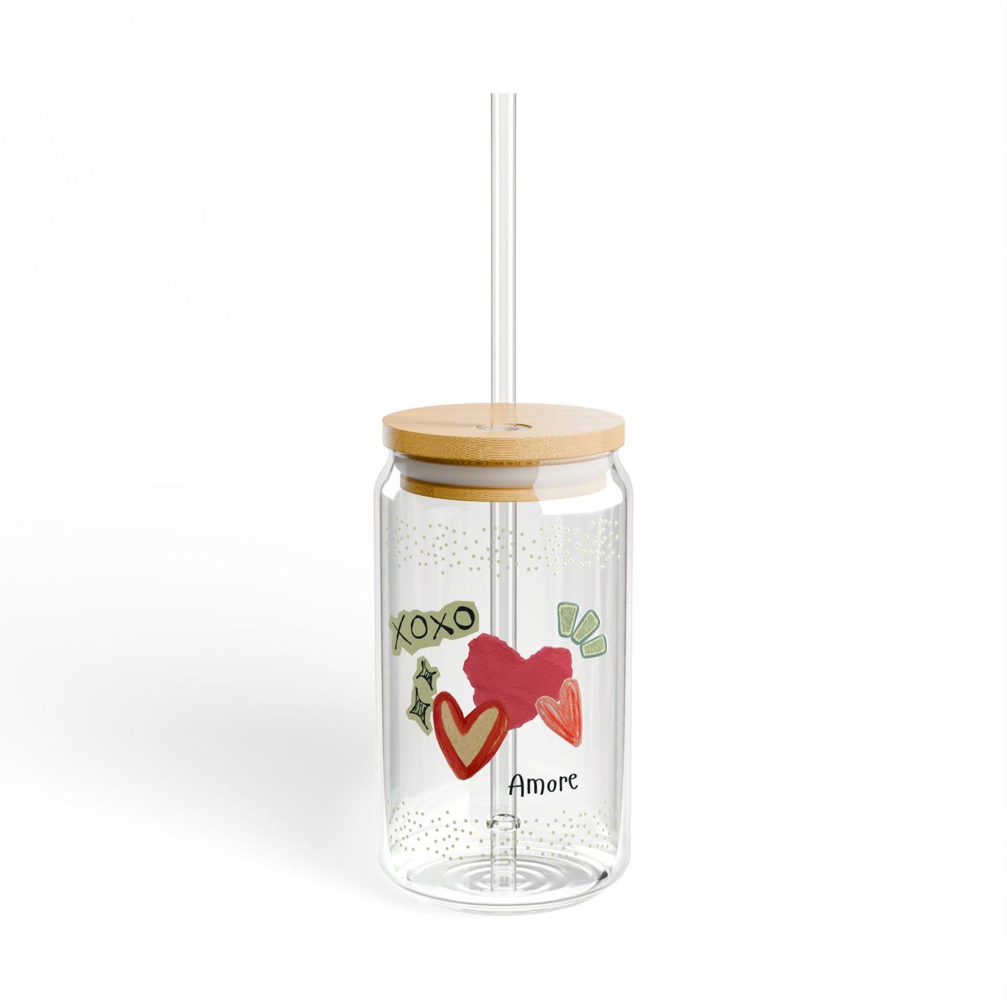 Amore 16oz Sipper Glass with Lid and Straw