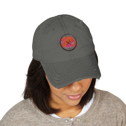 GenX Embroidered Distressed Hat - Casual Cap for Everyday Wear, Adjustable Cap, Unique Style