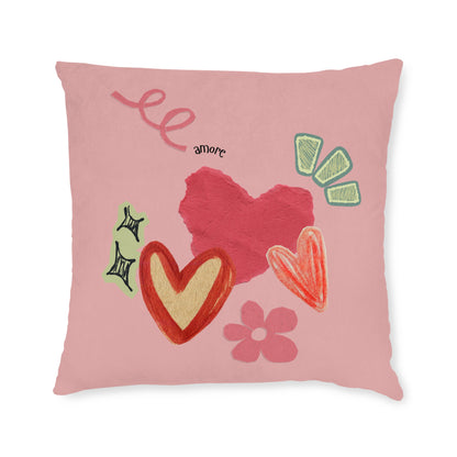 Amore Square Pillow - Pink Back