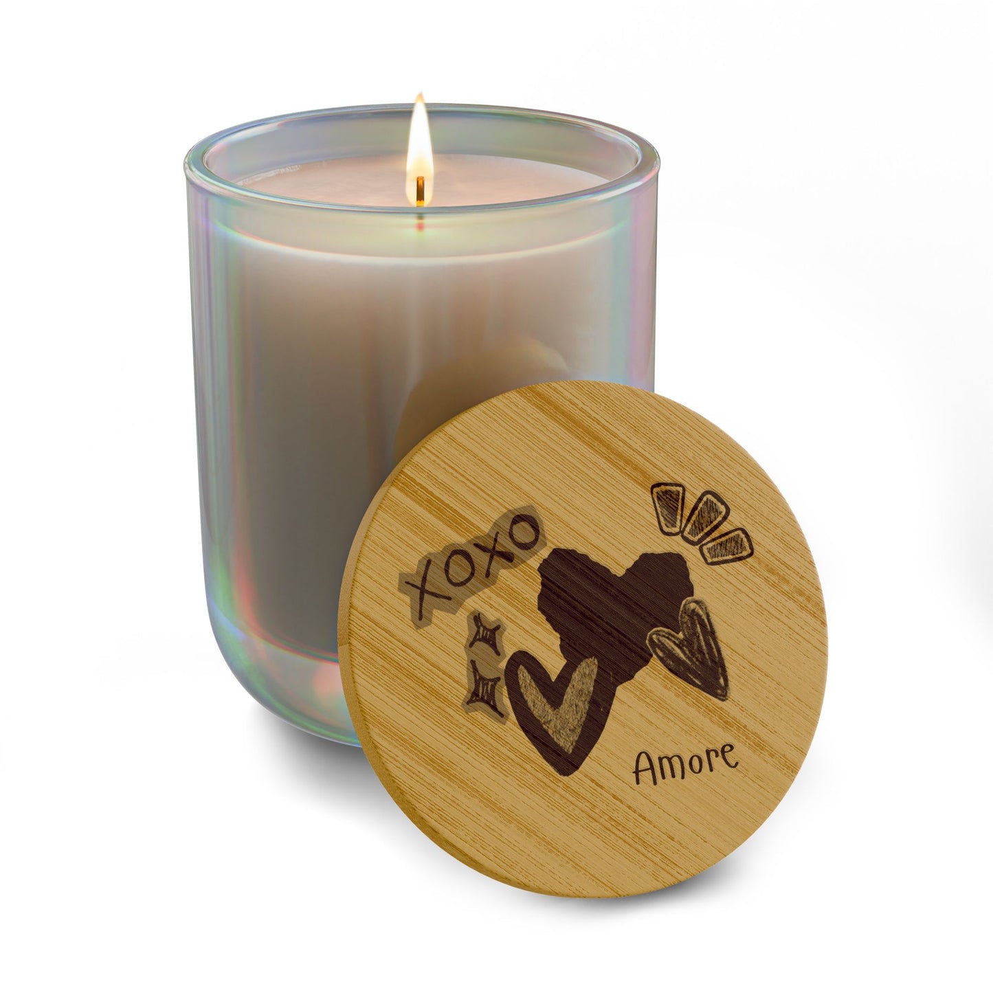 Amore 14oz Scented Soy Candle with Engraved Bamboo Lid