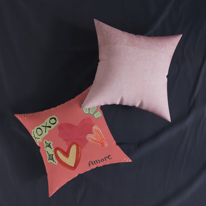 Amore Square Pillow - Pink Back