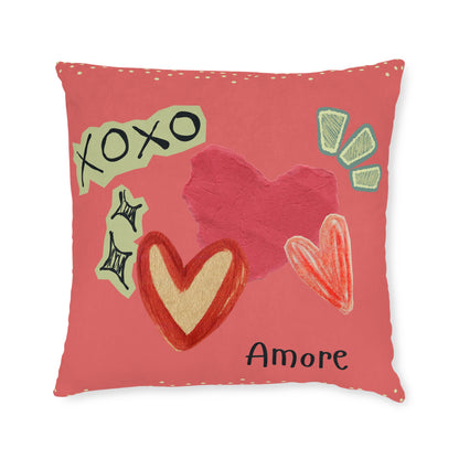 Amore Square Pillow - Pink Back
