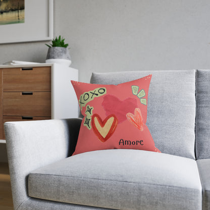Amore XOXO Square Pillow - Pink Back