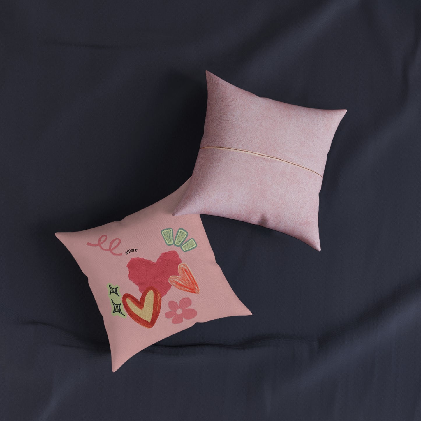 Amore Square Pillow - Pink Back