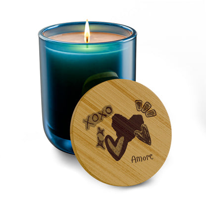 Amore 14oz Scented Soy Candle with Engraved Bamboo Lid