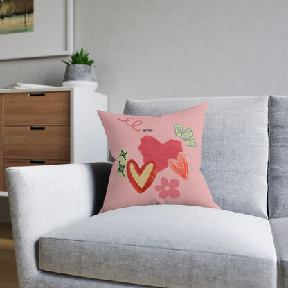 Amore Square Pillow - Pink Back