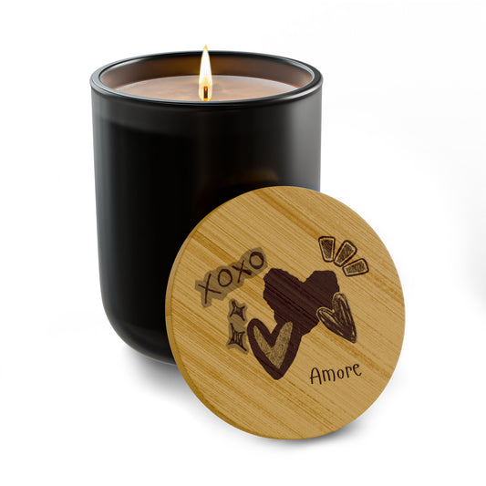 Amore 14oz Scented Soy Candle with Engraved Bamboo Lid