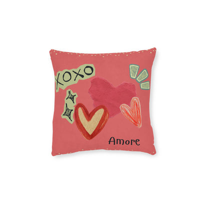 Amore XOXO Square Pillow - Pink Back